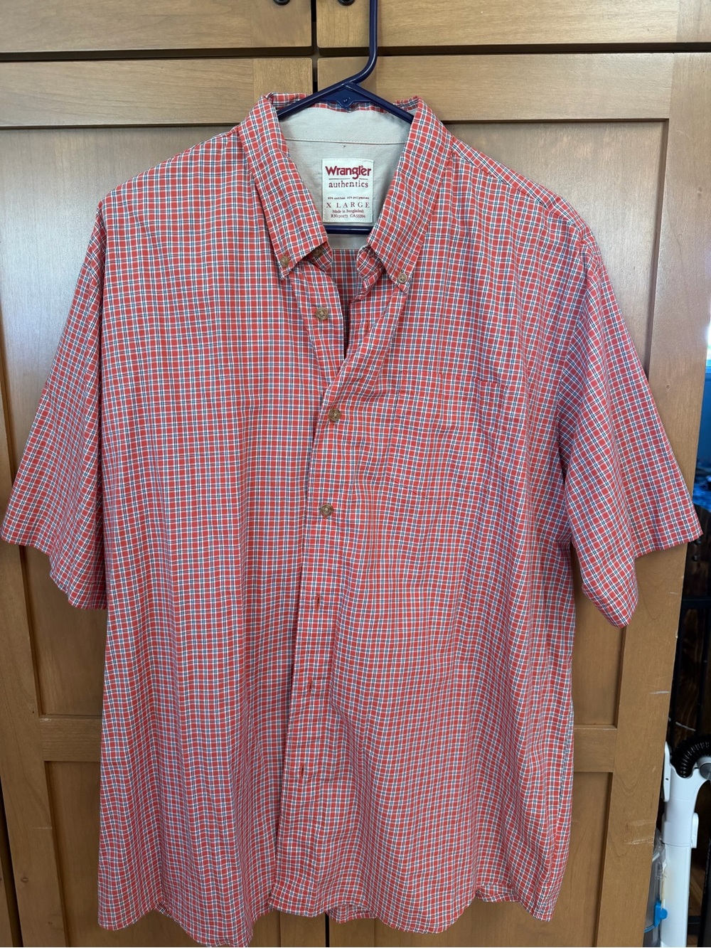 Wrangler Red Plaid Short-Sleeve Button-Down Shirt